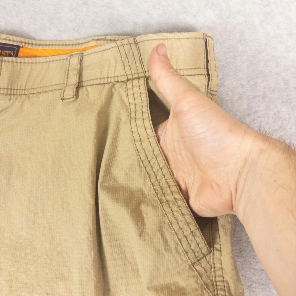 WearFirst Mens Cargo Shorts 42 Khaki Tan Ripstop Stretch Utility Hiking Outdoor